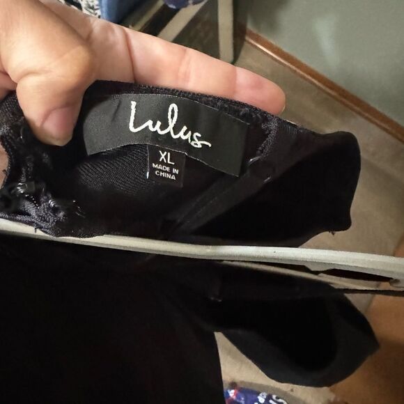 Lulu's Till We Meet Again Black Fringe Bandage Bodycon Maxi Dress Size XL - Picture 11 of 12